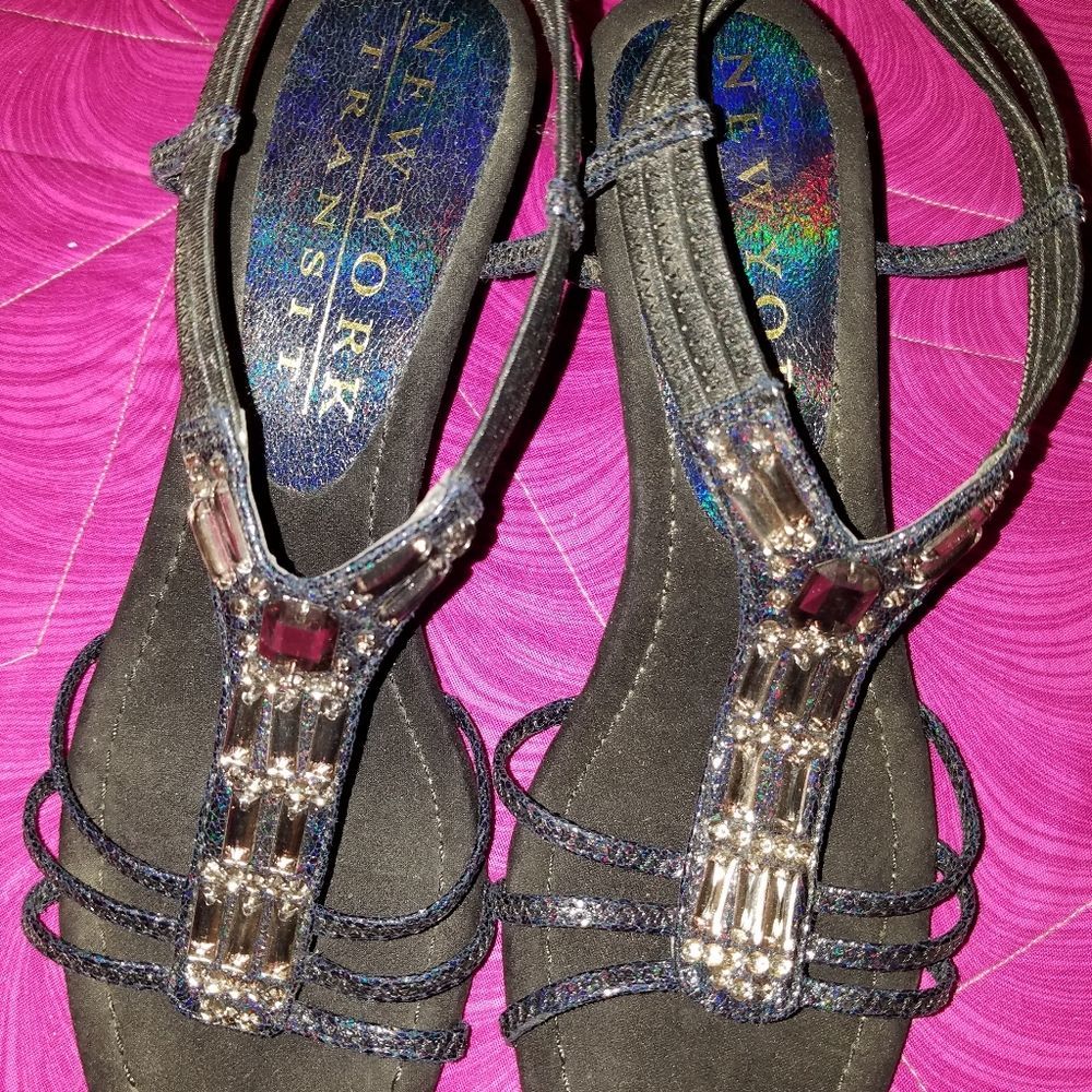 New York Transit black sandals size 9